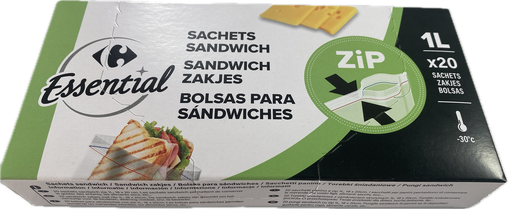 CARREFOUR Sandwichs zip 20 sachets