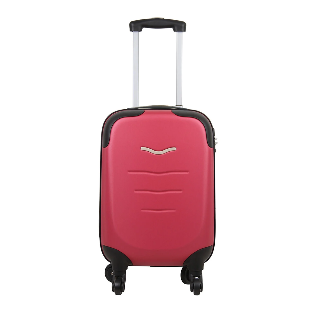 CARREFOUR Maleta ABS frambuesa 4 ruedas 53cm