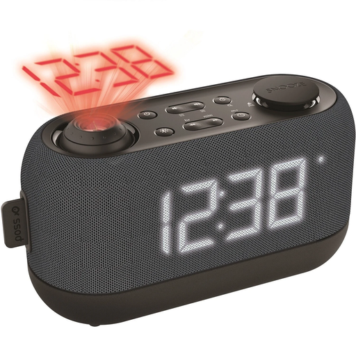 [3615005645094] POSS Radio despertador con proyección PSCR15 Negro la radio despertador