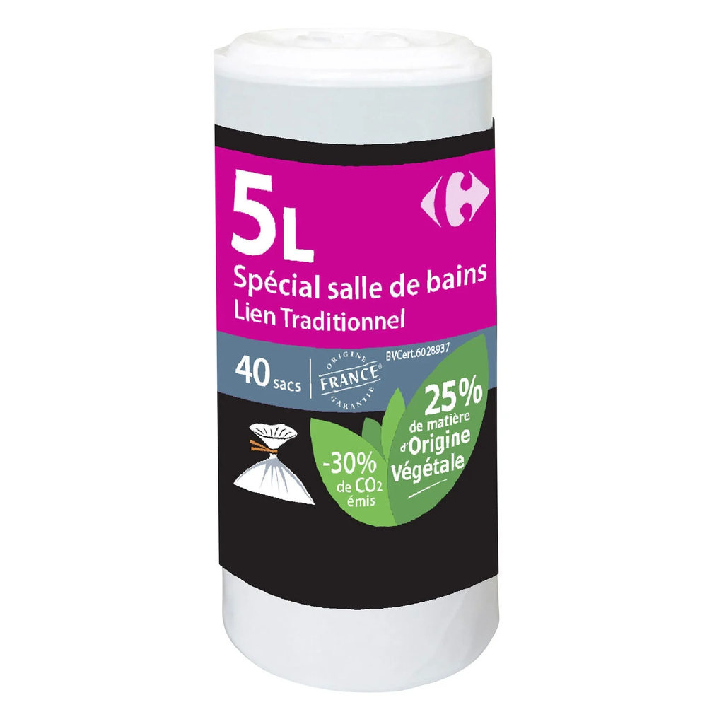 CARREFOUR Sacs poubelle salle de bain HOME 5 L les 40 sacs