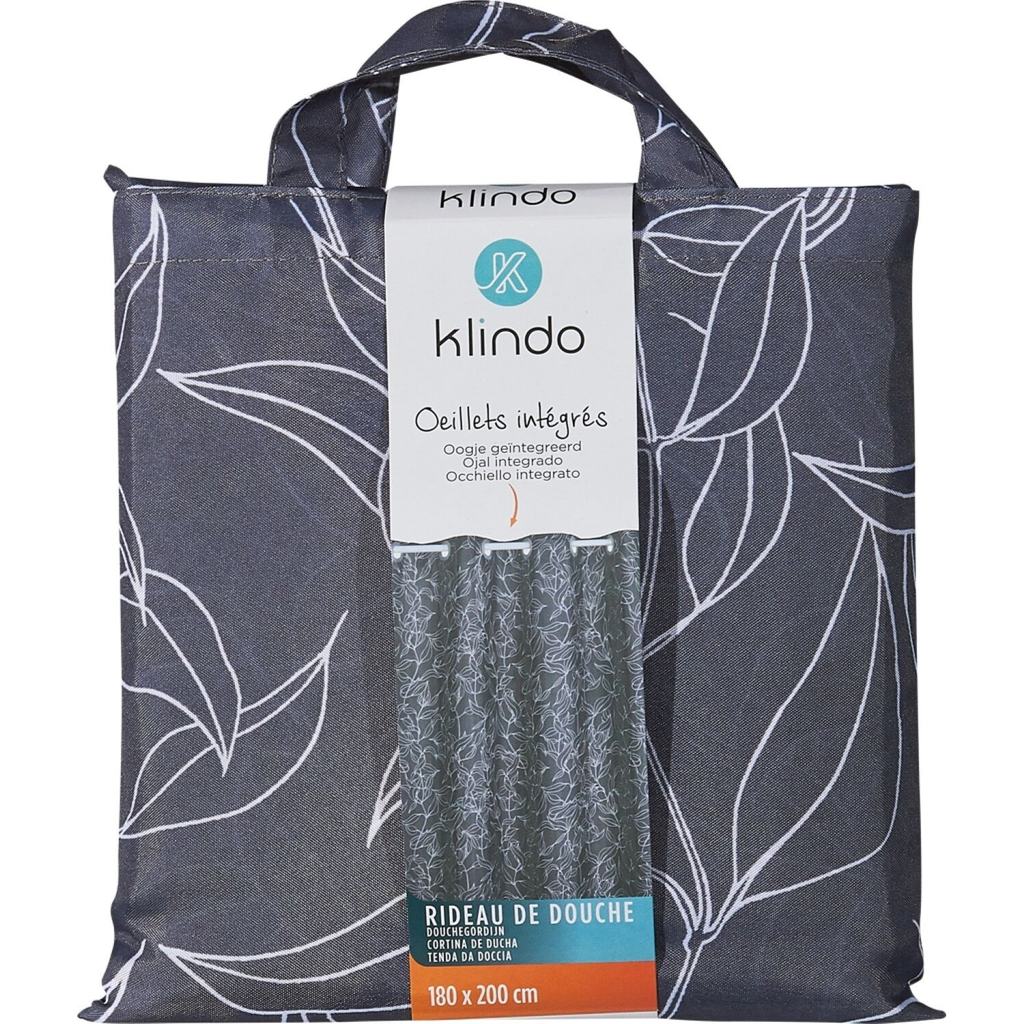 CARREFOUR Shower curtain polyester grey HOME pattern 1 unit