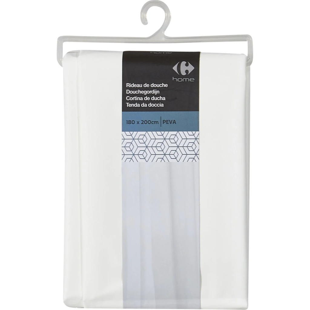 CARREFOUR Cortina de ducha blanca PEVA HOME 1 unidad