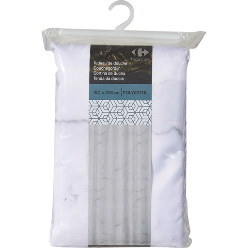 [3615005693033] CARREFOUR Shower curtain polyester white marble effect 1 unit