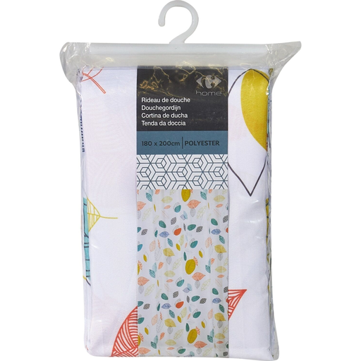 [3615005693040] CARREFOUR Shower curtain polyester white with HOME pattern per shower curtain
