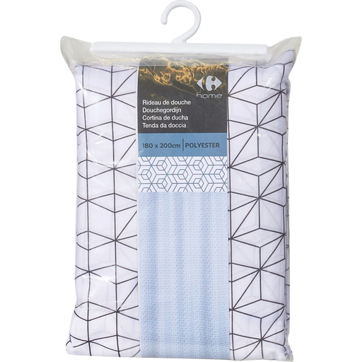 [3615005693064] CARREFOUR White Patterned Polyester Shower Curtain HOME, 1 unit