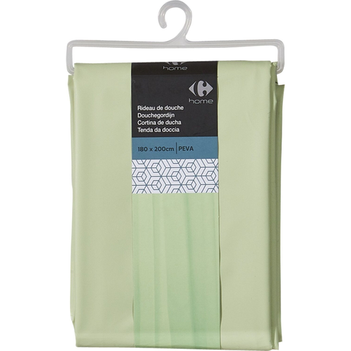 [3615005693200] CARREFOUR Shower curtain green peva HOME le rideau de douche