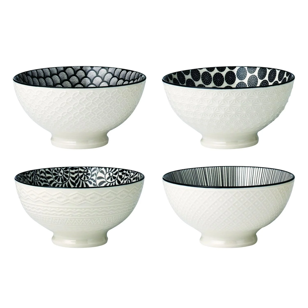 CARREFOUR Bol Relieve Negro de Porcelana 12,5cm Kimiko HOME