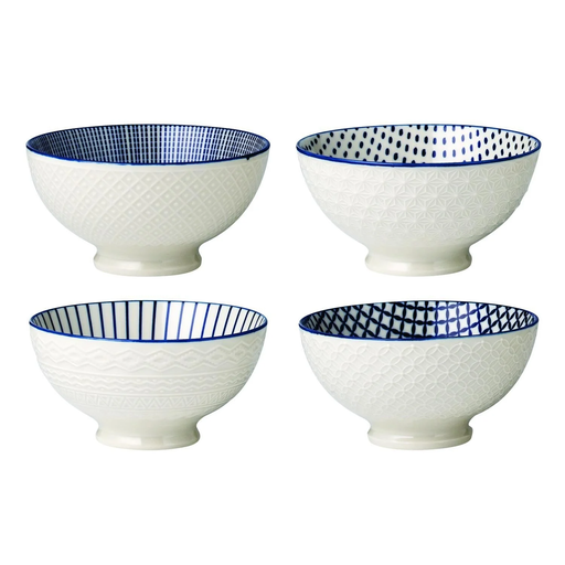 [3615005695143] CARREFOUR Blue Embossed Porcelain Bowl 12.5cm Kimiko 1 unit