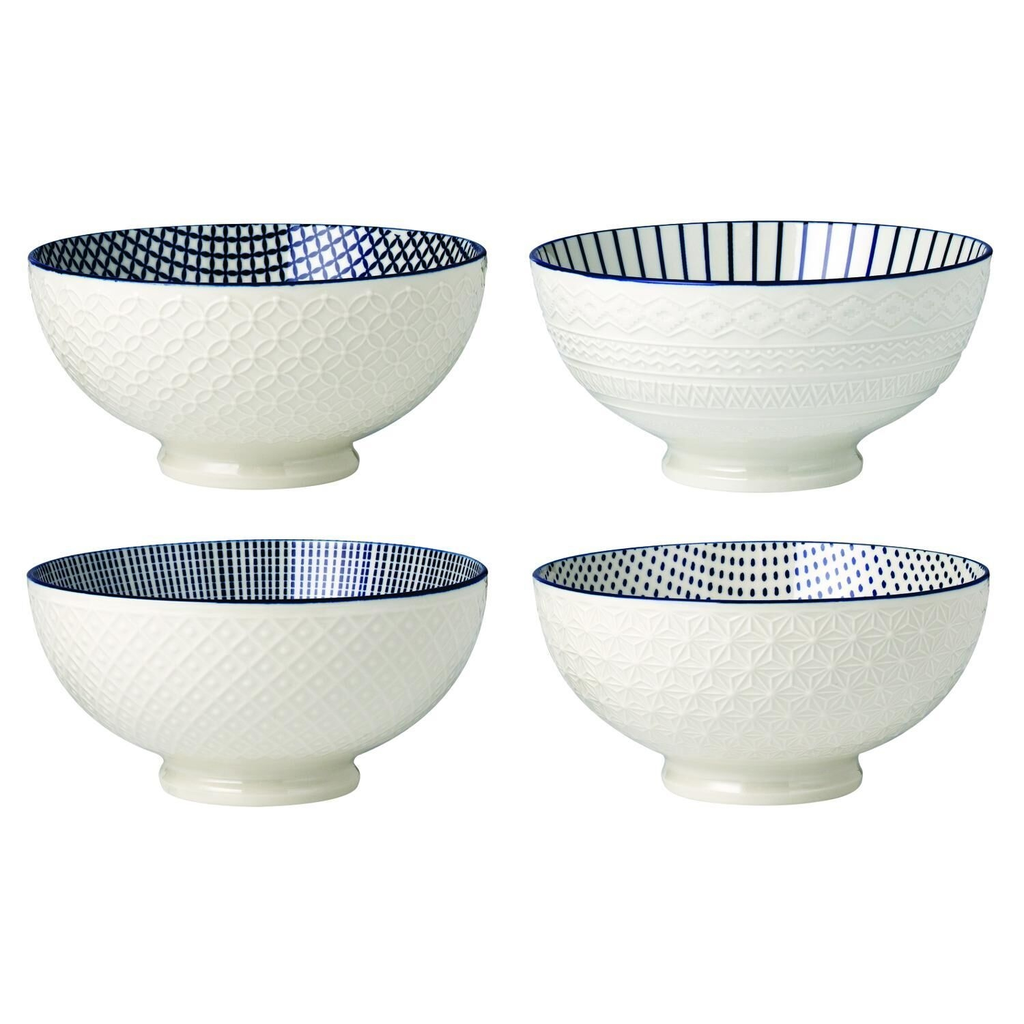CARREFOUR Bol 15cm embossé bleu en grès HOME le bol