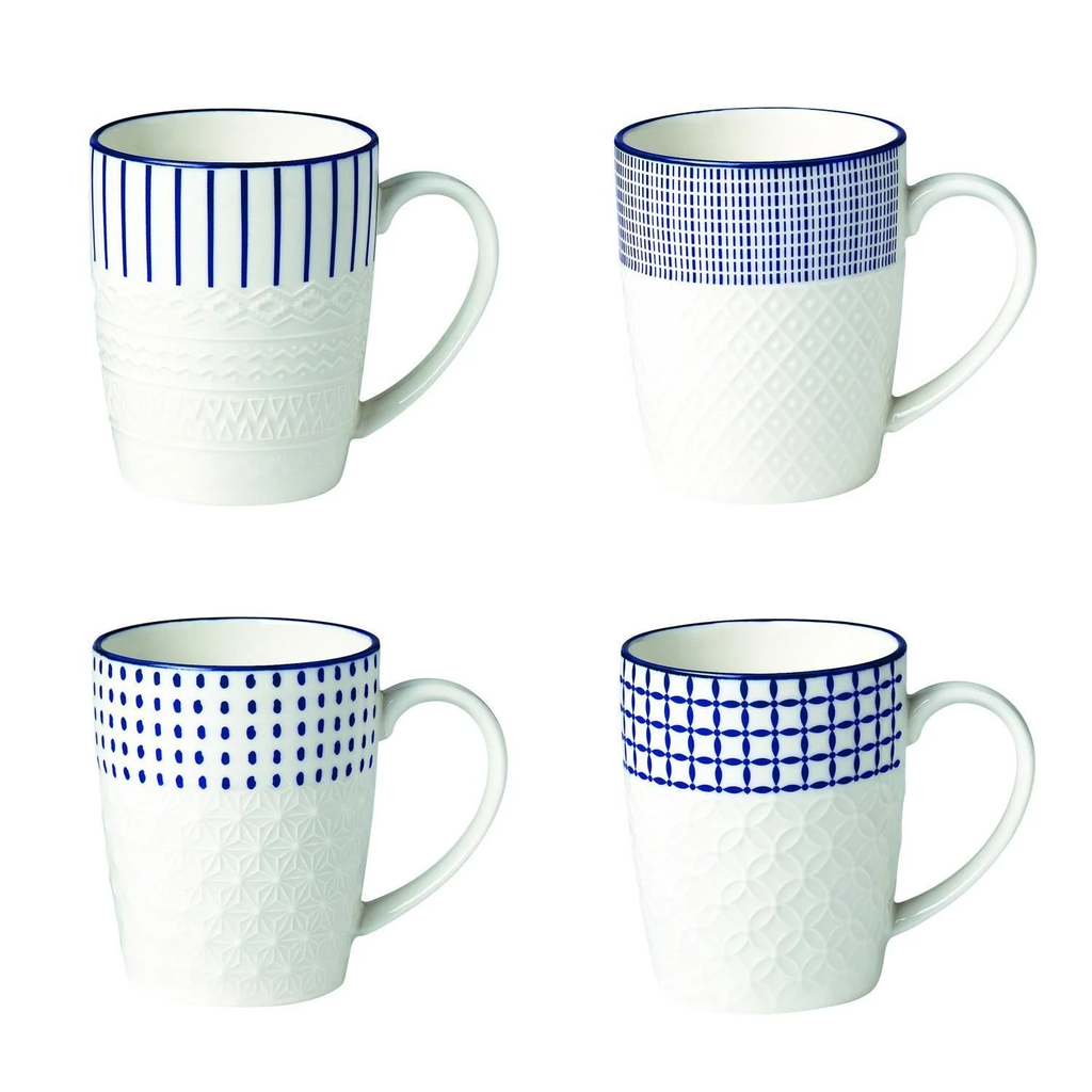 CARREFOUR Mug Embrossé Bleu en Porcelaine Kimiko 30 cl