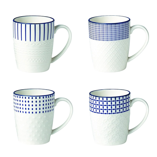 [3615005695389] CARREFOUR Mug Embrossé Bleu en Porcelaine Kimiko 30 cl
