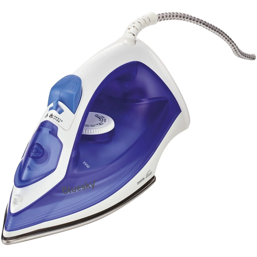 [3615008957040] BLUESKY Fer à repasser semelle inox 2000 W blanc/bleu