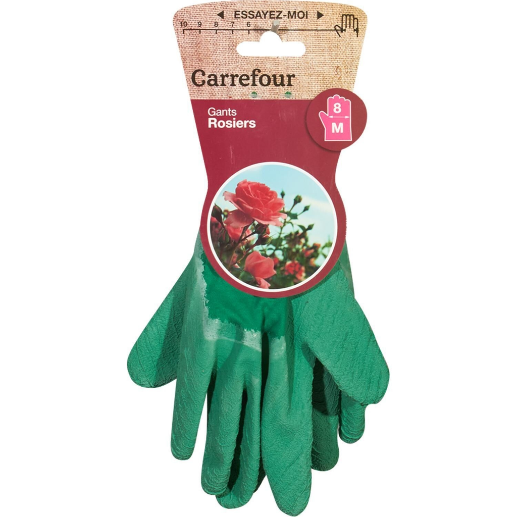 CARREFOUR Rose pruning gloves green size 8 per pair