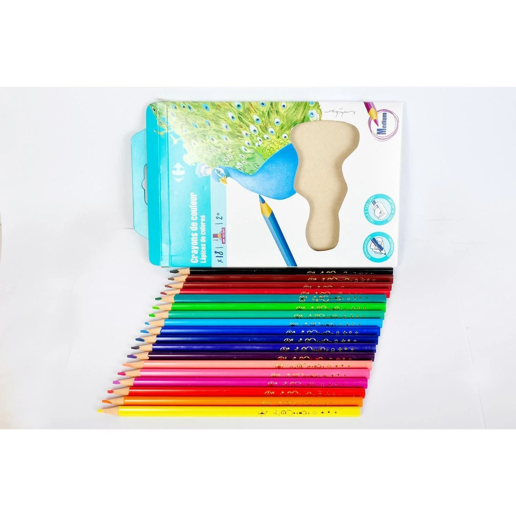 CARREFOUR Crayons de couleur assortis pointe moyenne le lot de 18 crayons de couleur