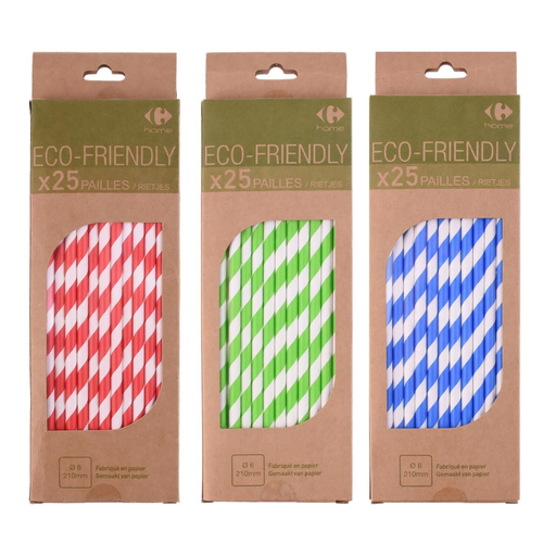 [3616180351459] CARREFOUR Pajitas de papel HOME el lote de 25 pajitas