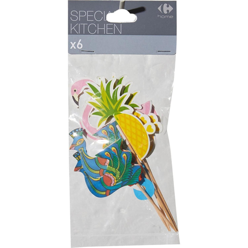 [3616180849901] CARREFOUR Decorative picks set of 6 HOME 6-pack