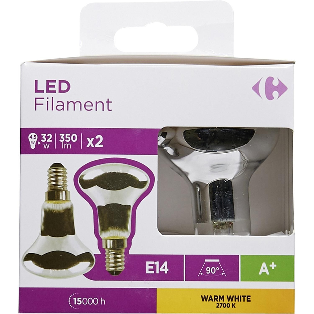 CARREFOUR Ampoule LED 4,5W E14 la boîte de 2