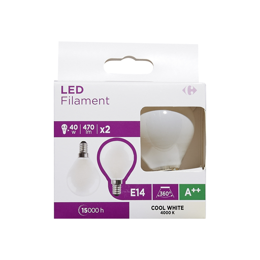 [3616180982806] CARREFOUR Ampoule LED 4,5W E14 le lot de 2 ampoules