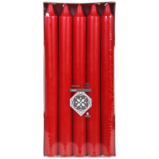 [3616180994090] CARREFOUR Straight Household Candle Red 10-pack