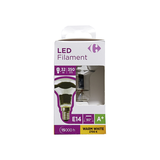 [3616180998524] CARREFOUR Ampoules LED E14 réflecteur R50 32W blanc chaud le lot de 1