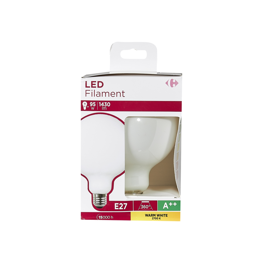 CARREFOUR LED Bulb E27 Globe G125 95W Warm White Frosted 1-pack