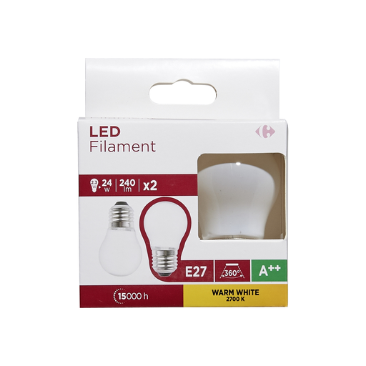 [3616180998661] CARREFOUR Ampoule LED 4,5W E27 le lot de 2