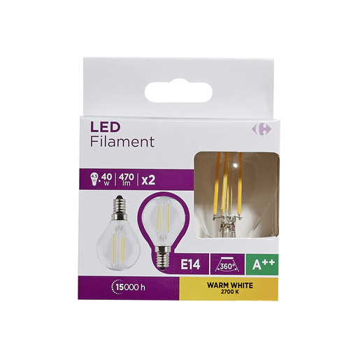 [3616180998685] CARREFOUR Bombilla LED 4,5W E14 lote de 2 unidades