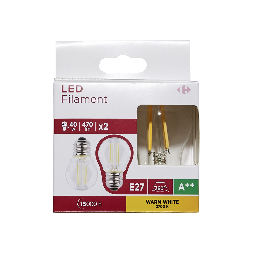 CARREFOUR Ampoule LED 4,5W E27 le lot de 2 ampoules