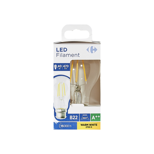 [3616180998869] CARREFOUR LED Bulbs B22 standard 40W warm white clear 1 pack