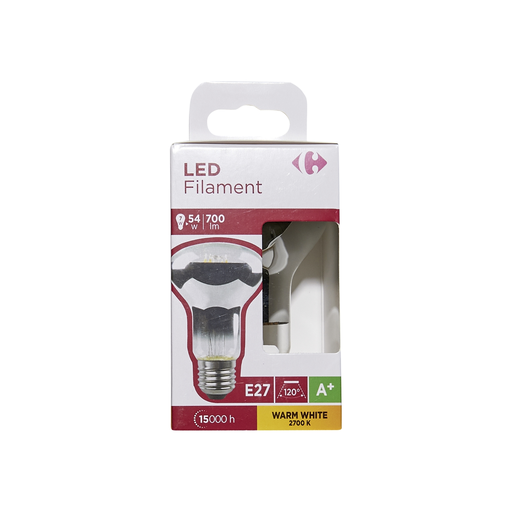 [3616180999637] CARREFOUR Lâmpada LED E27 Refletor R63 54W lote de 1
