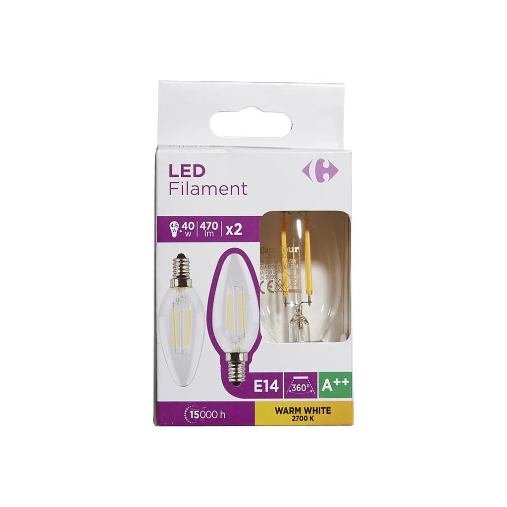 CARREFOUR LED Bulb 4.5W E14 pack of 2