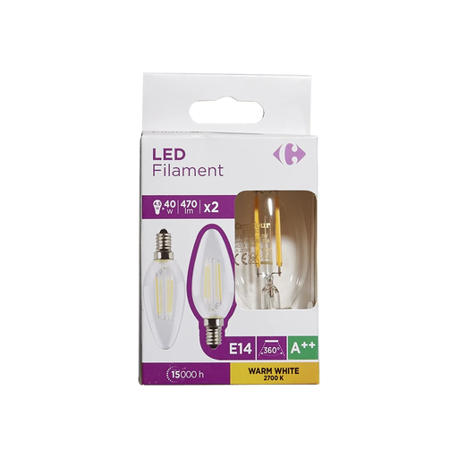 [3616180999811] CARREFOUR LED Bulb 4.5W E14 pack of 2