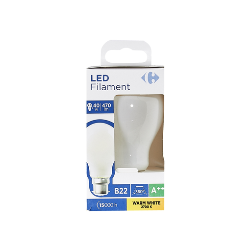 [3616180999903] CARREFOUR LED Bulb B22 standard 40W warm white frosted 1 unit