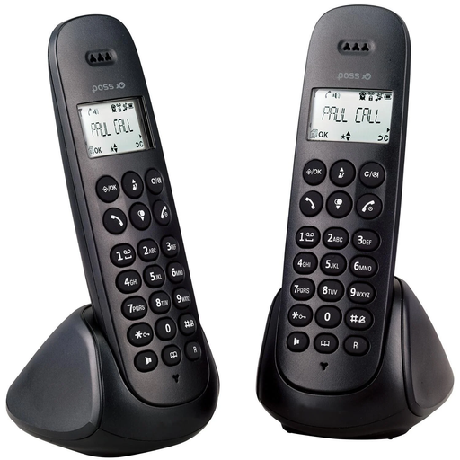 [3616181106799] POSS Cordless Landline Phone Duo PSDP130D Black