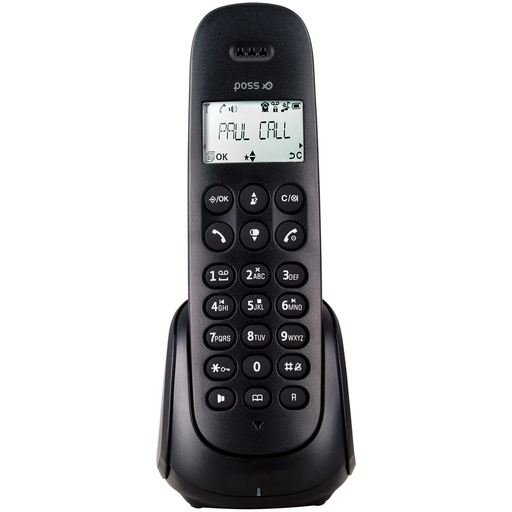 [3616181106812] POSS Téléphone sans fil avec répondeur Solo PSDP230SBK Noir le téléphone sans fil
