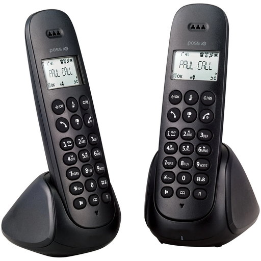 [3616181106836] POSS Cordless Phone Duo with Answering Machine PSDP230D Black