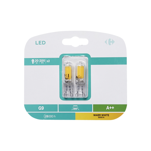 [3616181110741] CARREFOUR LED Bulb 2W G9 pack of 2 bulbs