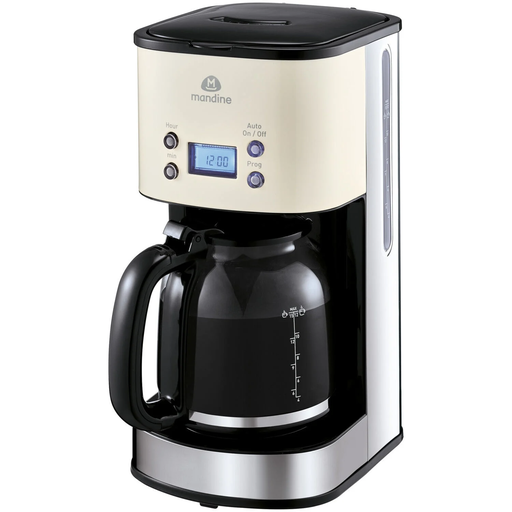 [3616181127213] MANDINE Cafetera eléctrica programable MCM1000T-20 Inox/Blanco roto 1 unidad
