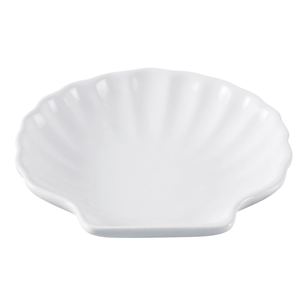 CARREFOUR Earthenware Dish Scallop Shell Shape White 1 unit