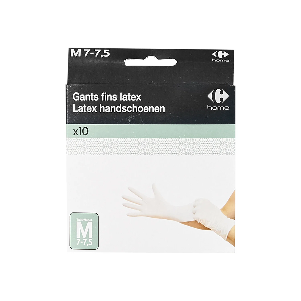 CARREFOUR Guantes de látex T7 paquete de 10 pares