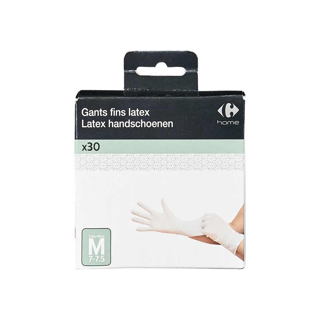 CARREFOUR Gants latex T7 le paquet de 30 paires