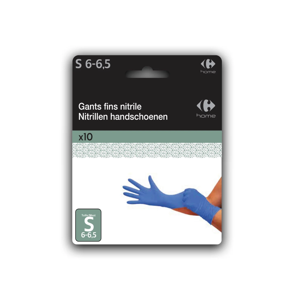 CARREFOUR Guantes de Nitrilo Talla 6, el paquete de 10 pares