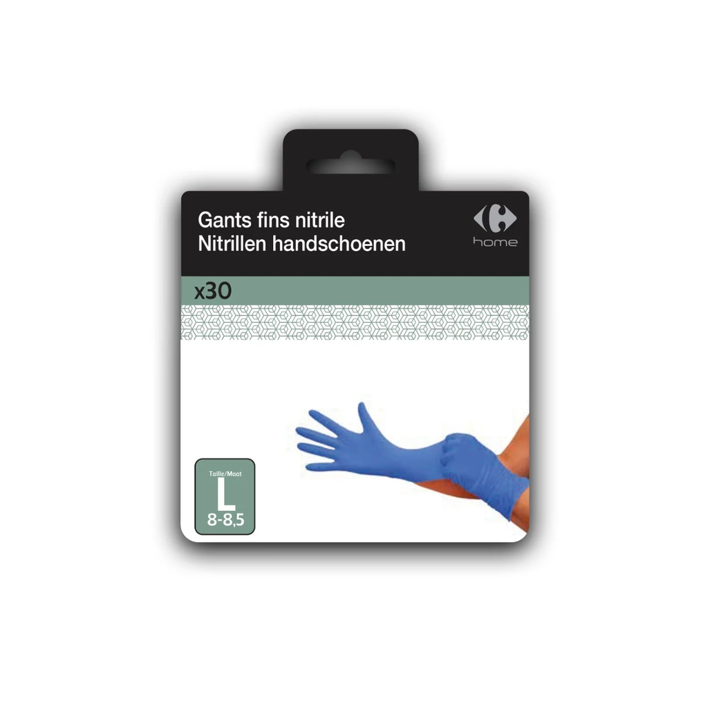 CARREFOUR Gants Nitrile T8 le paquet de 30 paires