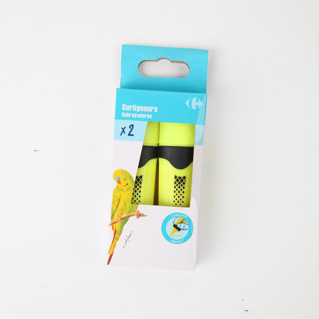 CARREFOUR Resaltadores amarillo pack de 2