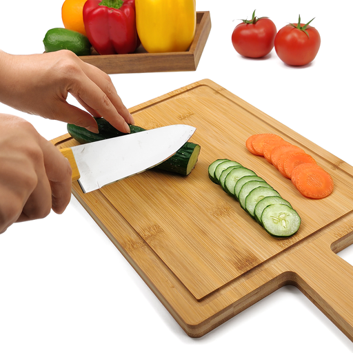 [3616181908393] CARREFOUR Tabla de Cortar de Bambú 45x24cm con Mango HOME