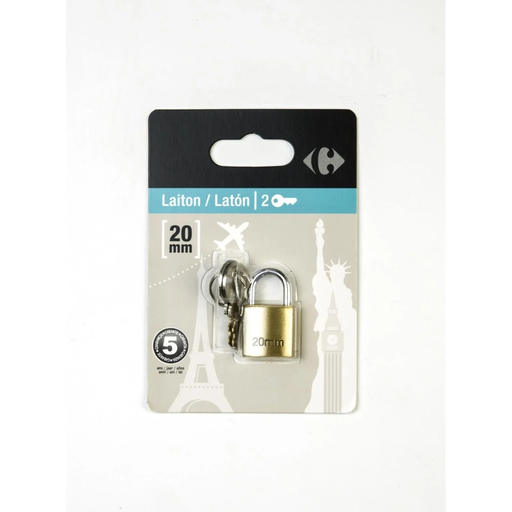 [3616181929398] CARREFOUR Candado de latón 20mm pack de 1