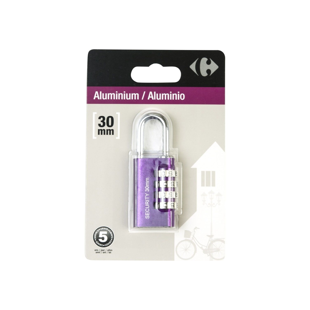 CARREFOUR Cadeado alumínio combinação 30mm