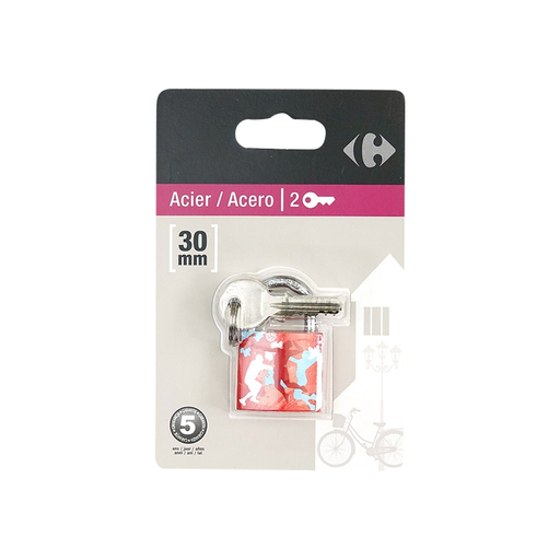 [3616181929855] CARREFOUR Candado de llave acero 30mm