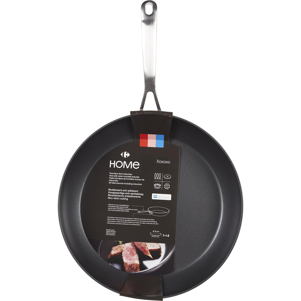 CARREFOUR Poêle 32cm Aluminium Revêtement Anti-adhésif Tous Feux Dont Induction Forged HOME