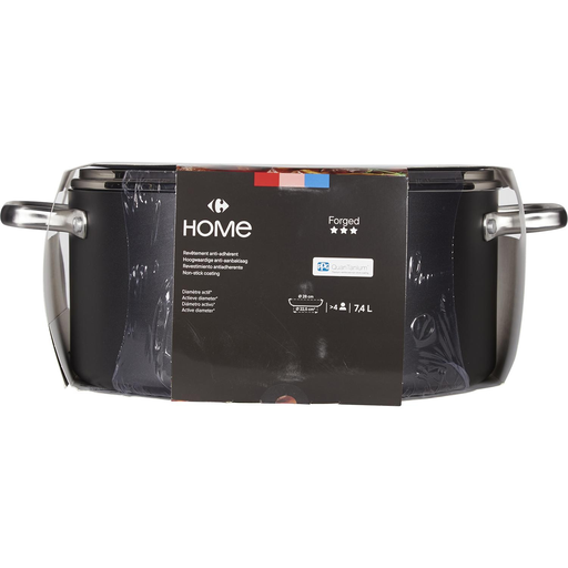 [3616473052698] CARREFOUR Faitout 28cm Aluminium Revêtement Anti-adhésif Tous Feux Dont Induction Avec Couvercle Forged HOME 7,4 L